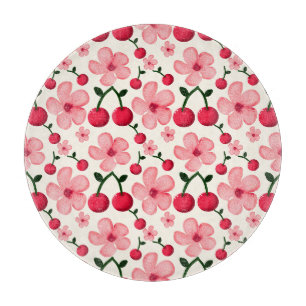 Cherry Blossom Floral Pattern, Pink Flowers Cutting Board
