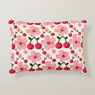 Cherry Blossom Floral Pattern, Pink Flowers Decorative Cushion