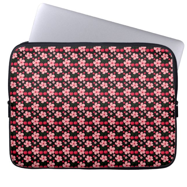 Cherry Blossom Floral Pattern, Pink Flowers  Laptop Sleeve (Front)