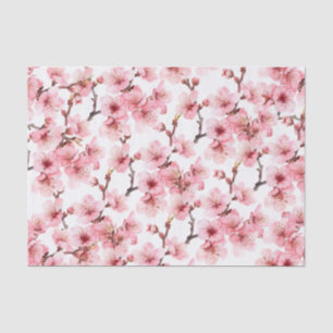 Cherry Blossom   Floral Pink White Tissue Paper