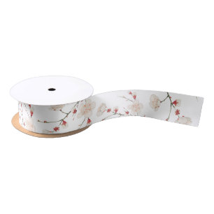 Cherry Blossom Floral Satin Ribbon