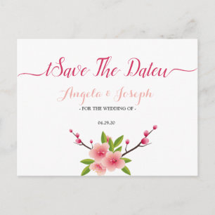 Cherry Blossom floral Save the Date Postcard