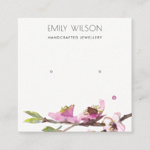 CHERRY BLOSSOM FLORAL STUD EARRING DISPLAY LOGO SQUARE BUSINESS CARD