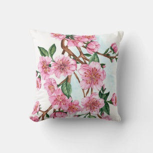cherry blossom floral throw pillow