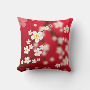 cherry blossom  floral throw pillow