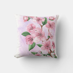 cherry blossom floral throw pillow