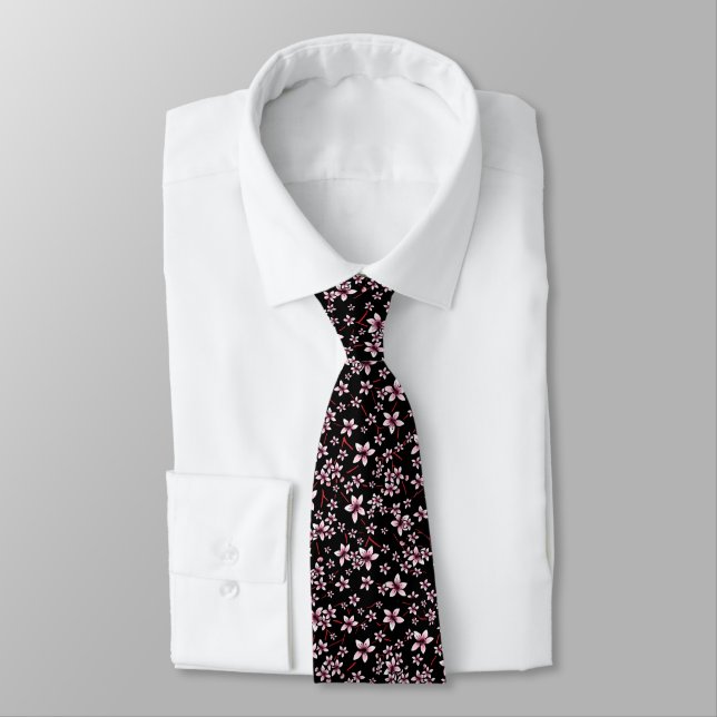 Cherry Blossom Floral  Tie (Tied)