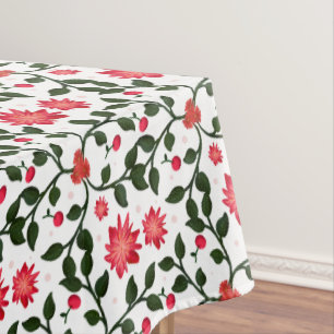 Cherry Blossom Floral Vine Pattern with Cherries Tablecloth