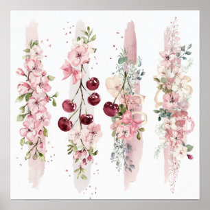 Cherry Blossom Floral Watercolor Poster
