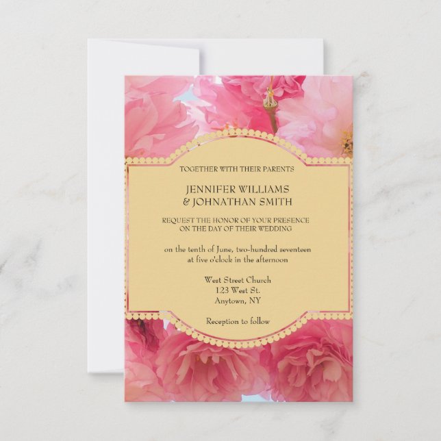 Cherry blossom floral wedding invitations (Front)
