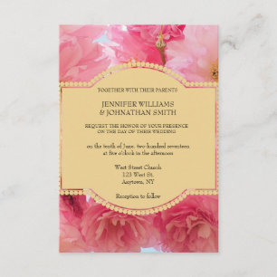 Cherry blossom floral wedding invitations