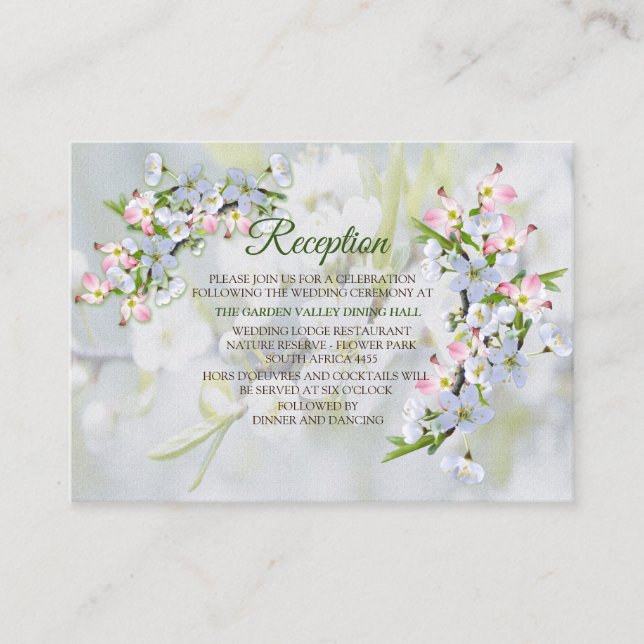 Cherry Blossom Flower Bouquet Theme Enclosure Card (Front)