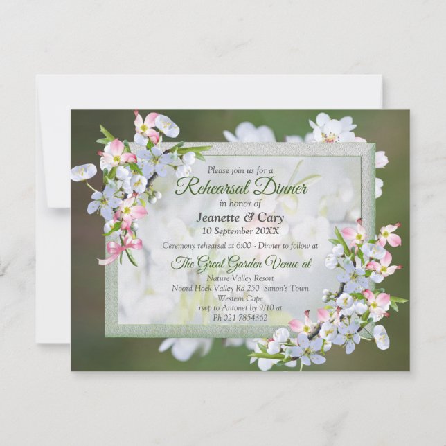 Cherry Blossom Flower Bouquet Theme Invitation (Front)