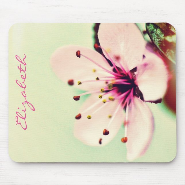 Cherry Blossom Flower Personalised Mouse Mat (Front)