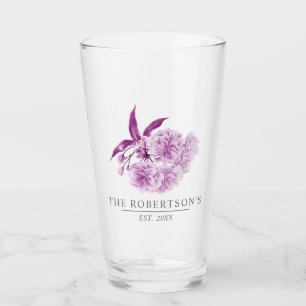 Cherry Blossom flower purple wedding family name Glass