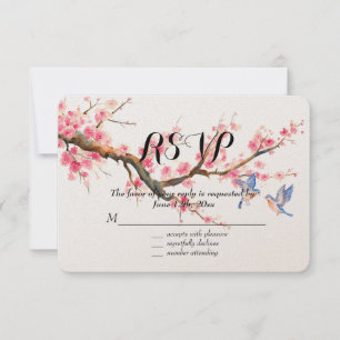 Cherry Blossom Flowers and Birds RSVP