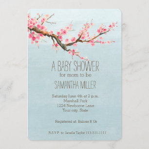 Cherry Blossom Flowers Baby Shower Invitation