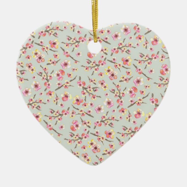 Cherry Blossom Flowers Ceramic Tree Decoration (Front)