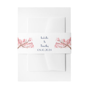 Cherry Blossom Flowers Floral Elegant Wedding Invitation Belly Band