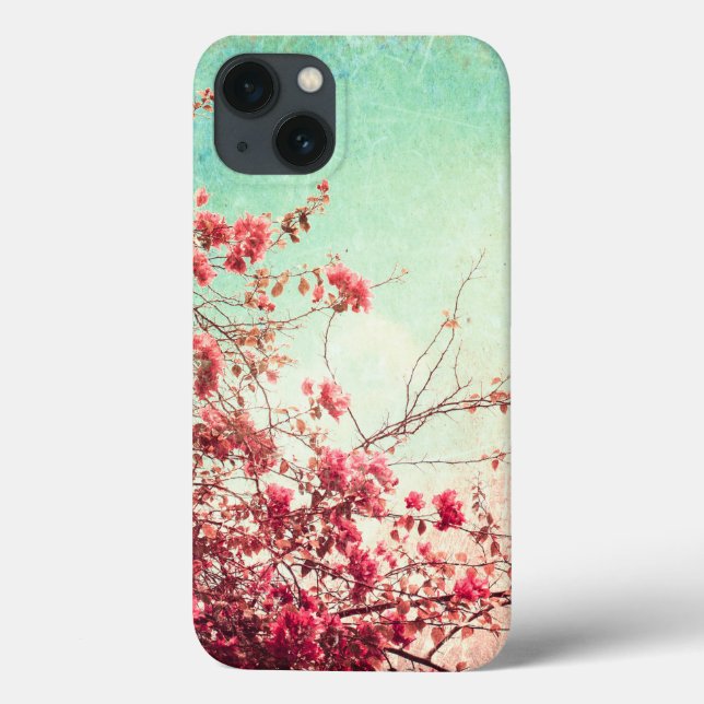 Cherry Blossom Flowers Floral Red Blue IPAD Case (Back)