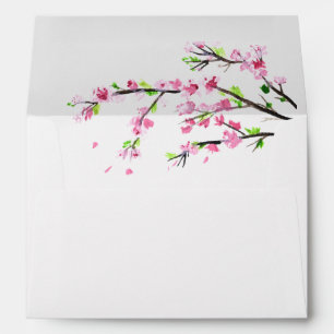 Cherry Blossom Flowers Floral Return Address Envelope