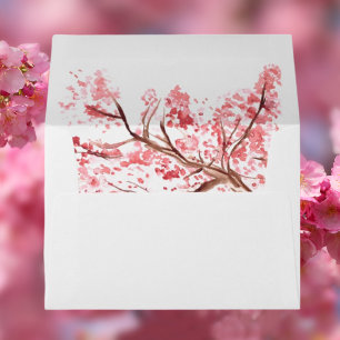 Cherry Blossom Flowers Floral Return Address Envelope