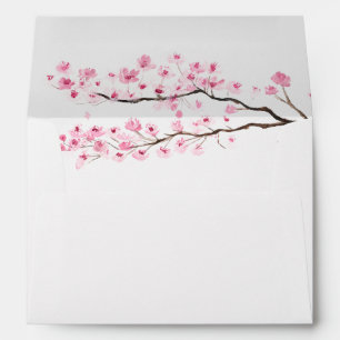 Cherry Blossom Flowers Floral Return Address Envelope