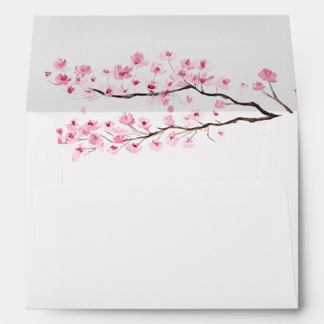 Cherry Blossom Flowers Floral Return Address Envelope (Back (Bottom))