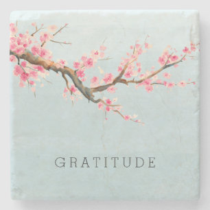 Cherry Blossom Flowers Gratitude Stone Coaster