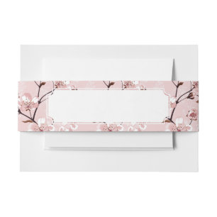 Cherry Blossom Flowers Pattern Invitation Belly Band