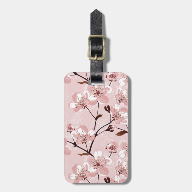 Cherry Blossom Flowers Pattern Luggage Tag (Front Vertical)