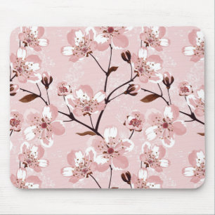 Cherry Blossom Flowers Pattern Mouse Mat
