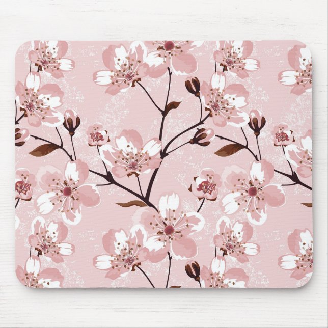 Cherry Blossom Flowers Pattern Mouse Mat (Front)