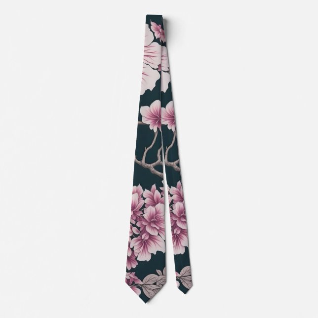 Cherry Blossom Flowers Pattern Tie (Front)