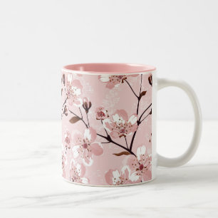 Cherry Blossom Flowers Pattern Two-Tone Coffee Mug
