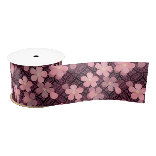 cherry blossom flowers ribbon satin ribbon (Spool)