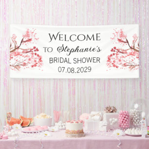 Cherry Blossom Flowers Rustic Bridal Shower Banner