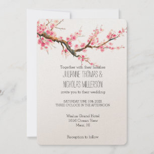 Cherry Blossom Flowers Wedding Invitation