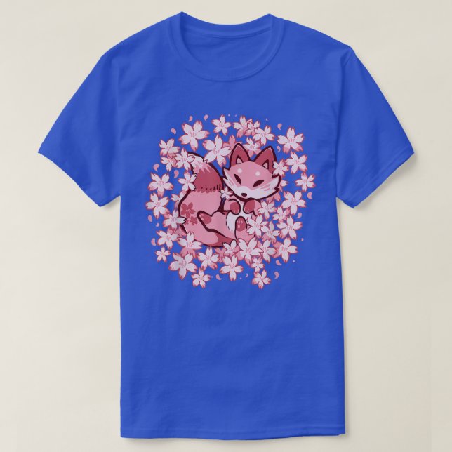 Cherry Blossom Fox - Cute Pink Fox  T-Shirt (Design Front)