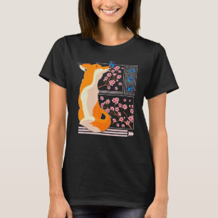 Cherry Blossom Fox Japanese Cherry Blossom Flower T-Shirt