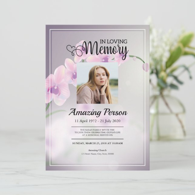 Cherry blossom Funeral order of service Invitation (Standing Front)