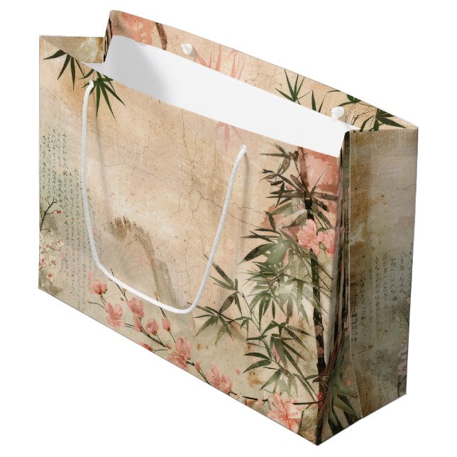 Cherry Blossom Garden Scene (1) Large Gift Bag (Front Angled)