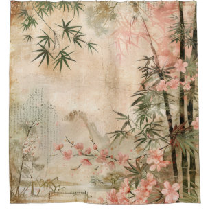 Cherry Blossom Garden Scene (1) Shower Curtain