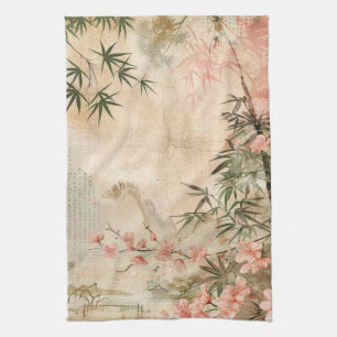 Cherry Blossom Garden Scene (1) Tea Towel