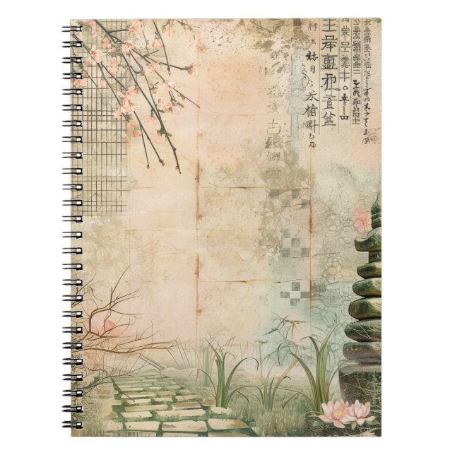 Cherry Blossom Garden Scene (2) Notebook (Front)