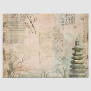 Cherry Blossom Garden Scene (2) Tissue Paper