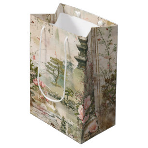 Cherry Blossom Garden Scene (3) Medium Gift Bag