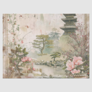 Cherry Blossom Garden Scene (3) Tissue Paper