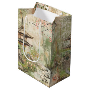 Cherry Blossom Garden Scene (4) Medium Gift Bag