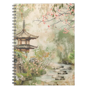 Cherry Blossom Garden Scene (4) Notebook